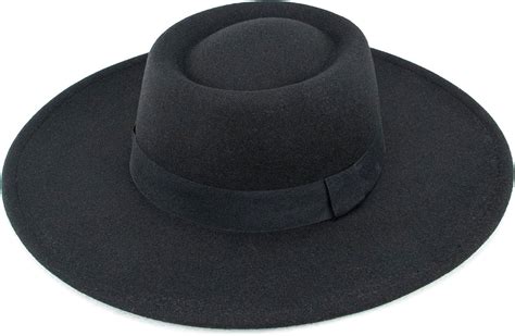 Amazon Womens Mens Classic Big Brim Felt Boater Fedora Hat Flat