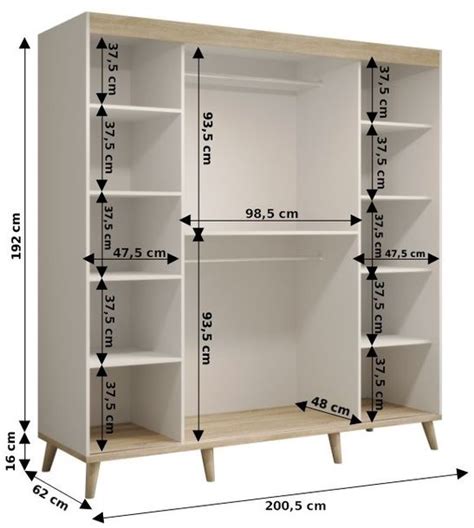 Szafa Przesuwna Garderoba SKANDI T3 200 Cm Styl Skandynawski ERLI Pl