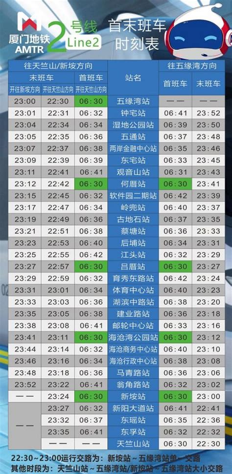 厦门地铁运营时刻表2022年 厦门地铁1、2、3号线首末班时间表一览 厦门便民网