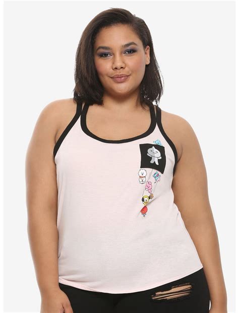 Bt21 Falling Characters Pocket Girls Strappy Tank Top Plus Size Hot Topic