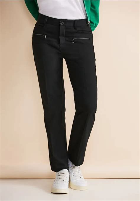 Street One Pantalon Coupe Classique Pour Femmes En Noir Street One