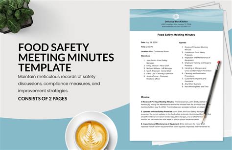 Food Safety Meeting Minutes Template In Pages Word PDF Google Docs