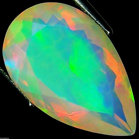 Ct Natural Ethiopian Faceted Opal Gemstone Multi Color Pear Cut