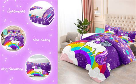 Unicorn Twin Comforter Set For Girls Twin Girls Bedding Set Cute Rainbow Unicorn