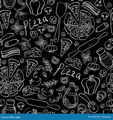 Fondo De Mano De Pizza Ilustración Del Vector Ilustración De Botella 191993181