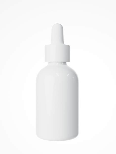 Premium Photo White Glass Cosmetic Serum Dropper Bottle 3d Render