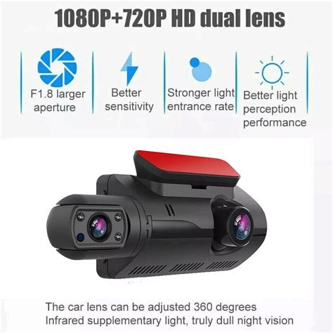 Dual Lens Car Dash Cam Recorder G Sensor DVR Front Rear Camera Video