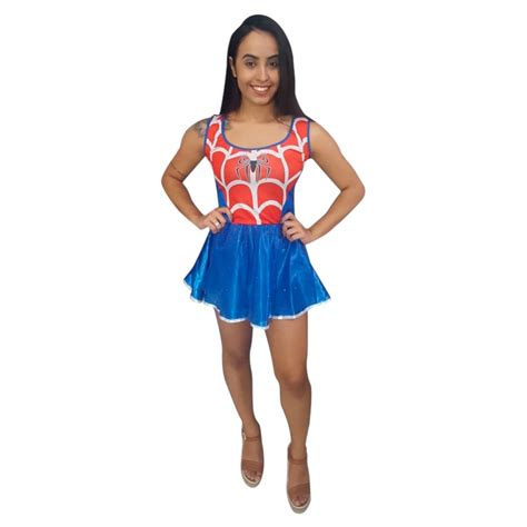 Fantasia Mulher Aranha Adulto Vestido Homem Aranha Cosplay Super Herói