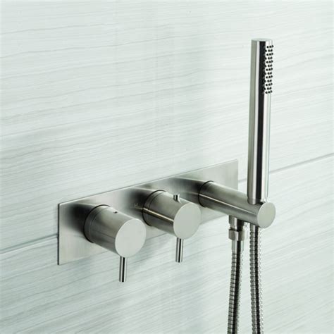 Jtp Inox Brushed Stainless Steel Bath Shower Mixer With Handset