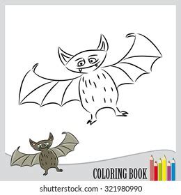 Coloring Book Halloween Bat Vector Stock Vector (Royalty Free ...