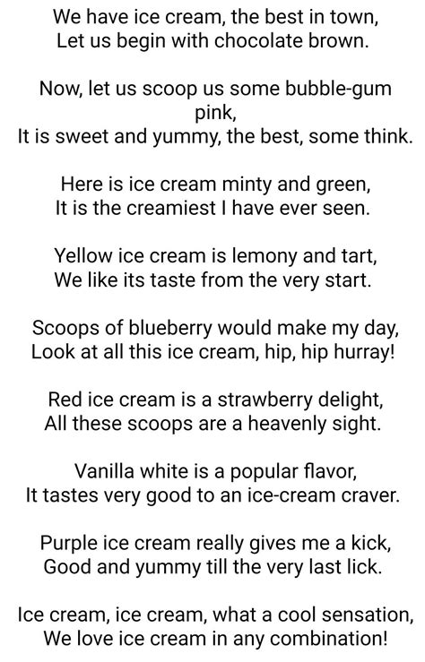 Ice Cream Rhyming Poems