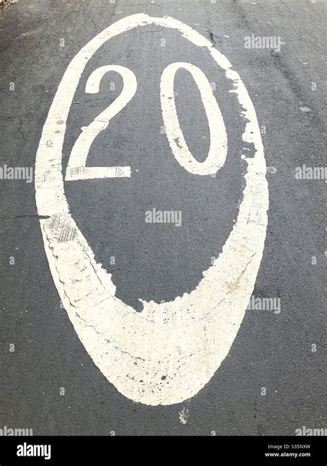 20 Mph Road Marking Stock Photo Alamy