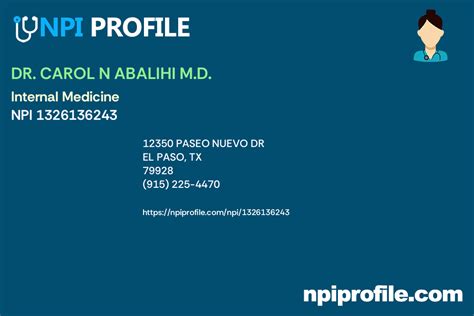 Dr Carol N Abalihi M D Npi Internal Medicine In El