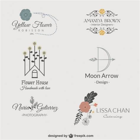 Pack De Logotipos Florales Vector Gratis