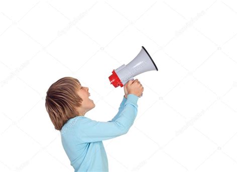 Portrait Of Adorable Child With A Megaphone — Stock Photo © Gelpi 22734525