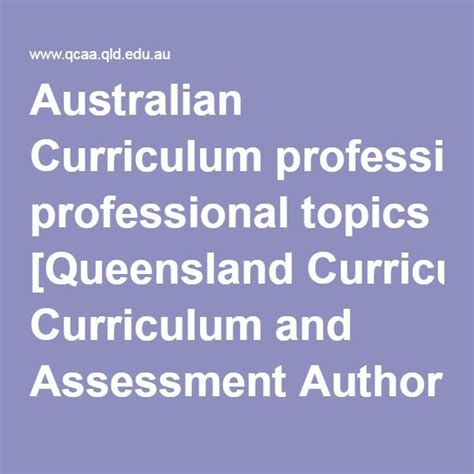 Australian Curriculum Professional Topics Queensland Curriculum And Assessment Authority