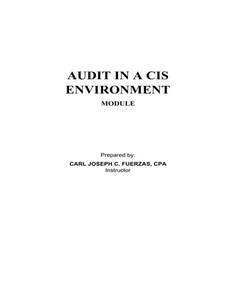 Pdfcoffee Audit In Cis Module Pdf Free