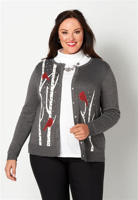 Perfect Plus Size Cardinal Cardigan Sweater 0203 Castle Rock Heather Sweaters Sweater