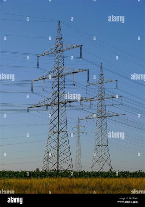 Power Pylons Overhead Lines Power Supply Stock Photo Alamy