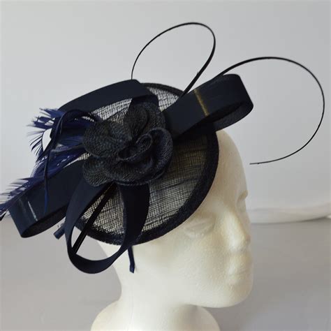 Navy Blue Fascinator Hatinator With Band And Clip Weddings Etsy