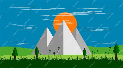 Premium Vector | Blue sky mountain background wallpaper