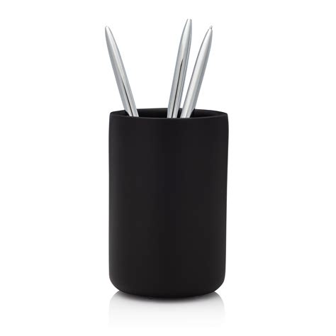 Essentra Home Matte Black Tumbler Cup Vanity Countertop Accessory Pen