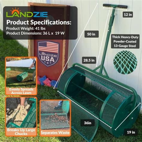 Landzie Lawn Garden Spreaders 36 Inch Heavy Duty Metal Mesh Basket