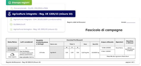 Quaderno Di Campagna Registro Dei Trattamenti