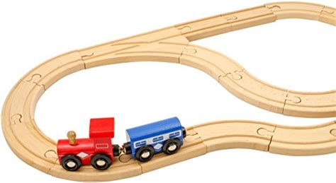 Play22 Wooden Train Tracks - 52 PCS Wooden Train Set + 2 Bonus Toy ...