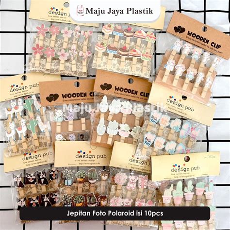 Jual Wooden Clip Jepit Kayu Foto Polaroid Tumbler Plus Tali Karakter