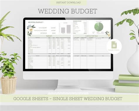 Wedding Budget Spreadsheet Google Sheets Template Wedding - Etsy