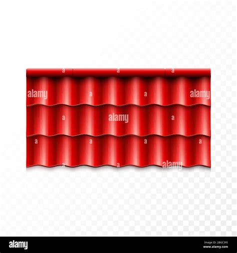 Modern Roof Coverings Red Corrugated Roof Tile Vector Illustration