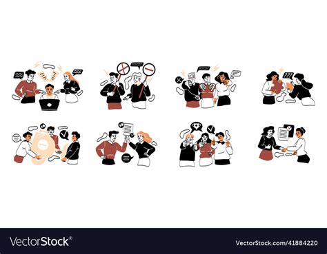 Set of bad or successful teamwork Royalty Free Vector Image