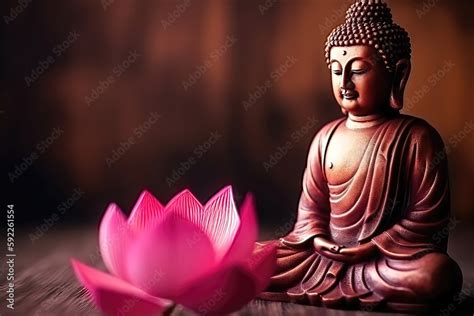 Bouddha Dans Le Bouddhisme Est Assis Sur Un Beau Lotus Rose Gautama