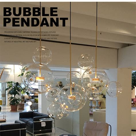 Modern Creative Clear Glass Bubble Ball Led Pendant Lamp For Dining