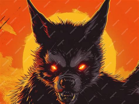 Premium Photo | An illustration of a werewolf with red eyes