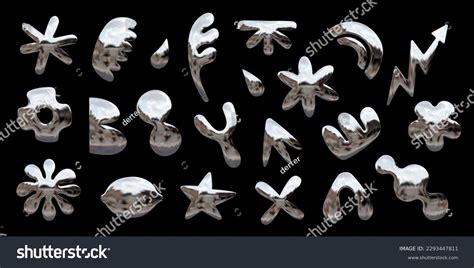 Set Of Y2k Themed Chrome 3d Objects Vector Royalty Free Stock Vector 2293447811