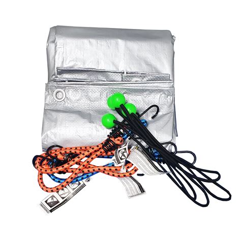 Kuma 9pk Bungee And Polyethylene Tarp Kit With Aluminum Grommets Tbg2 E