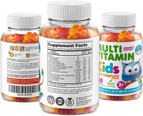 Gomitas de magnesio para niños sin azúcar y multivitamínico para niños