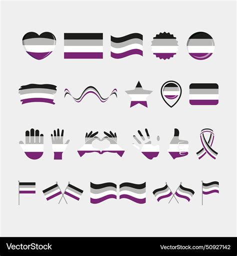 Asexuality Pride Flag And Symbols Many Icon Set Vector Image