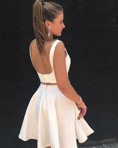 Two Piece Homecoming Dresswhite Homecoming Dresssemi Formal Dress