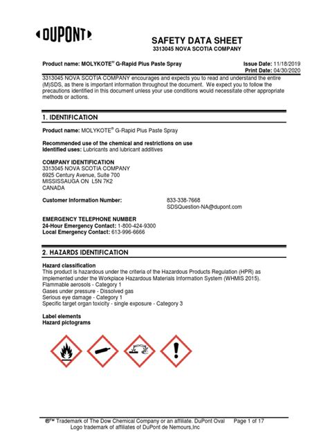 Safety Data Sheet 1 Identification Pdf Fires Dangerous Goods