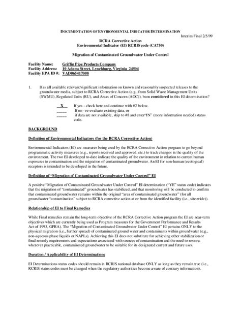 Fillable Online Epa Region Rcra Corrective Action Enviromental