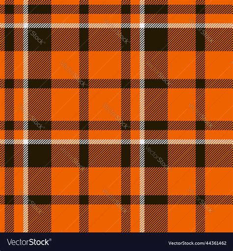 Plaid Seamless Pattern In Orange Check Fabric Vector Image