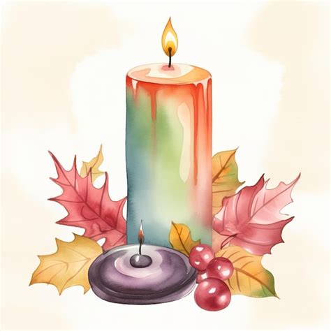 Premium Ai Image Watercolor Candles Illustration