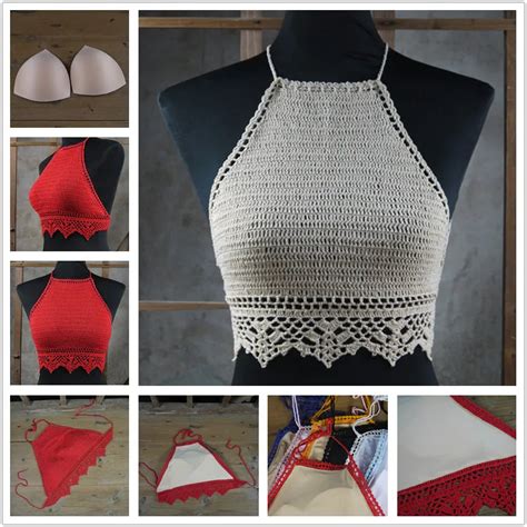 Pop Crochet Bikini Top Crochet Knitted Crop Tops Swimwear Swimsuits