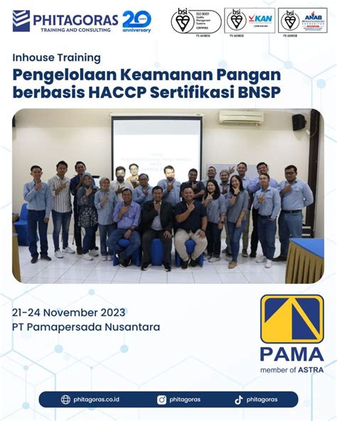 Inhouse Training Pengelolaan Keamanan Pangan Berbasis HACCP Sertifikasi