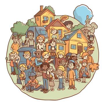 A Large Group Of People Standing In Front Of A House With Many