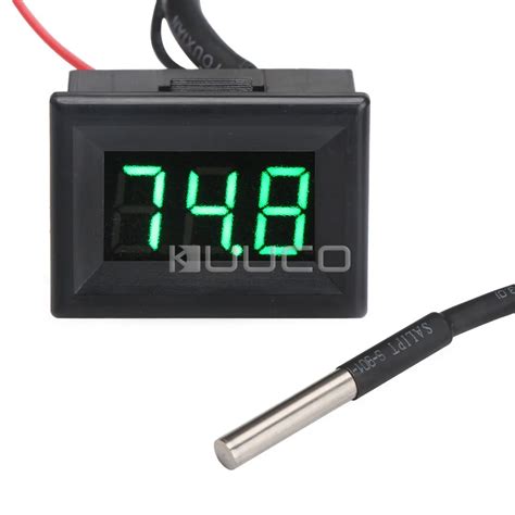 DC 12V 24V Digital Thermometer 67 257 Fahrenheit Degrees Green Led