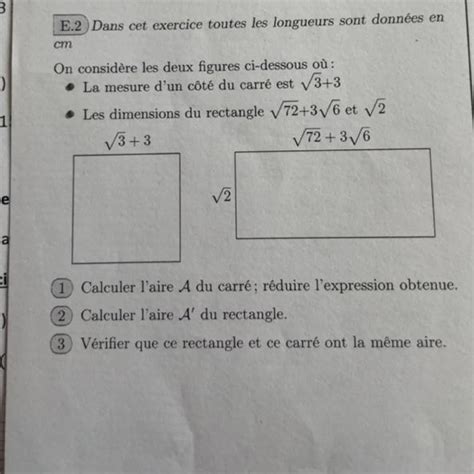 E Dans Cet Exercice Toutes Les Longueurs Sont Donn Es En Cm On